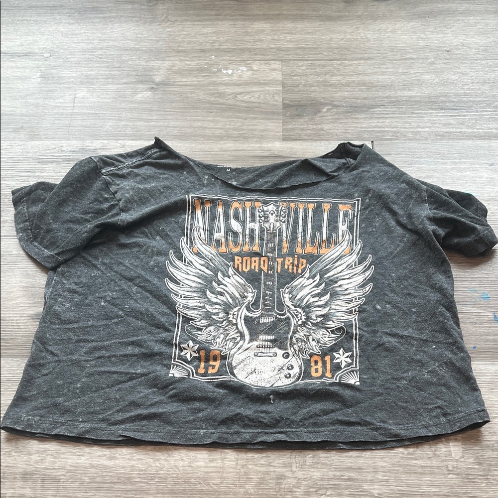 Rebellious One Black Nashville Graphic Crop Top